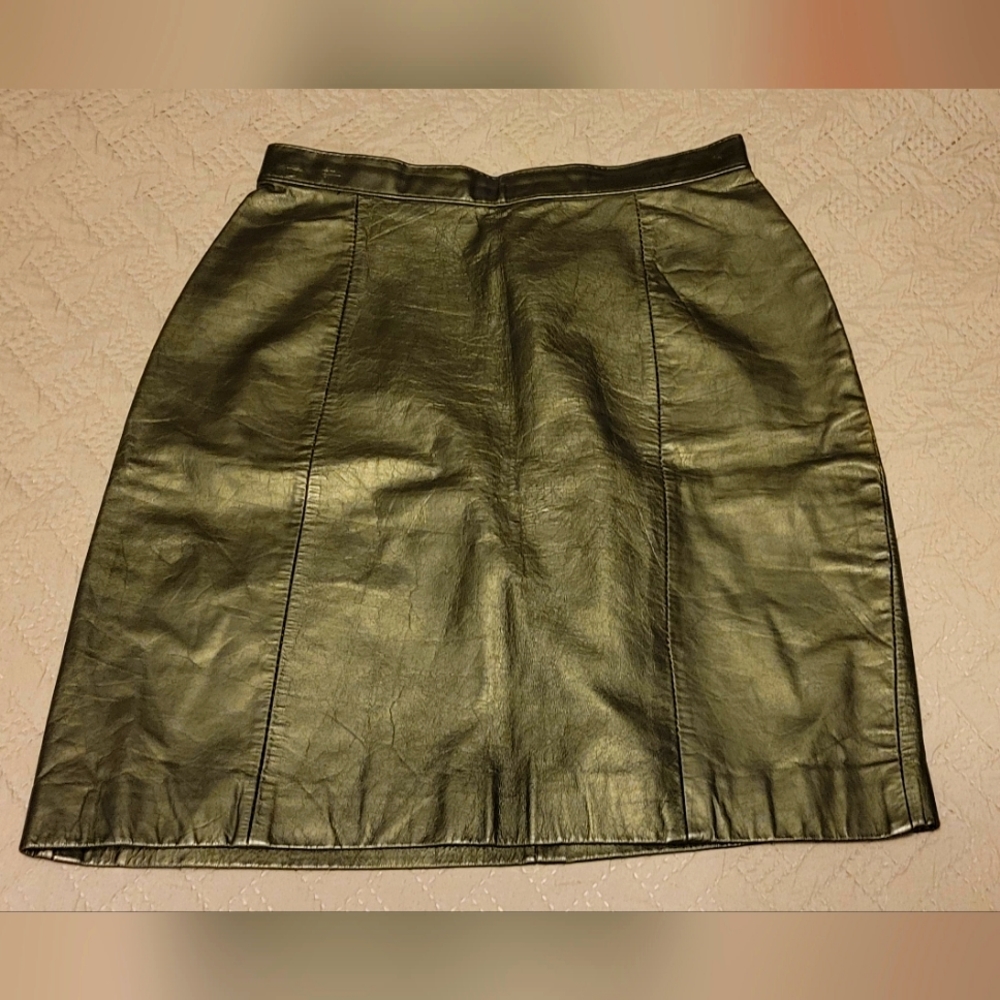 Vintage IOU leather mini skirt